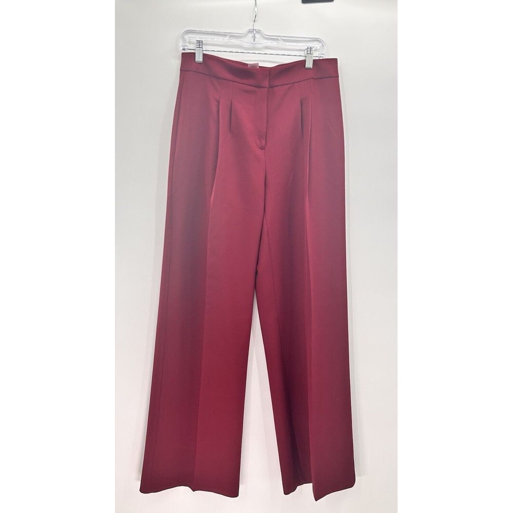 Carole Wren Dress Pants Women's Size 6 Wine‎ Pleated Front Wide Leg